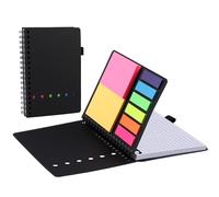 AGPTEK 5x5mm Carnet Spirale Petit Carreaux, Couverture Kraft Carnet de Poche, avec Support Stylo (Sans Stylo) et Bloc-Notes Adhésif, pour Design, Études et Bureau, Noir