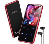 AGPTEK 64Go MP3 Bluetooth avec Haut-Parleur, 2.4" Grand Écran Lecteur MP3 en Métal Qualité Sonore HiFi Audio MP4 Baladeur Sport de Bouton Tactile Radio FM Podomètre Enregistreur 60H de Musique-Rouge