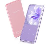 AGPTEK 64Go MP3 Bluetooth avec Haut-Parleur, 2.4" Grand Écran Lecteur MP3 en Métal Qualité Sonore HiFi Audio MP4 Baladeur Sport de Bouton Tactile Radio FM Enregistreur 60H de Musique - Violet et Rose