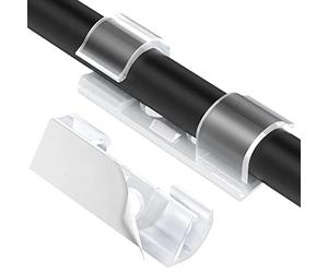 AGPTEK 70PCS Clips Cables Adhésifs, Attache Cable Auto Collant, Clip Rangement de Cables Electrique, Support de Cable Organiseur de Fils pour TV/Voiture/PC/Bureau/Maison, Transparent