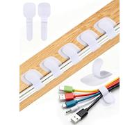 AGPTEK 80 Pièces Attaches Câbles Scratch Auto-agrippantes, Sangles Auto-adhésives pour Gestion des Câbles sous le Bureau, Range Câbles Réutilisable pour Maison et Bureau (Blanc)