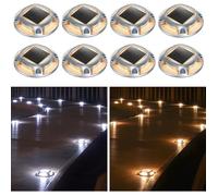 AGPTEK 8pcs Lampe Solaire Extérieure Lampes Solaires étanches IP68, 2 Modes d'éclairage pour Jardin, Allée, Escaliers, Couloirs