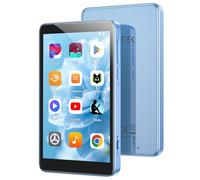 AGPTEK 96Go MP4 Bluetooth WiFi, Android 14 Lecteur Musique Spotify 3G RAM Fluide Écran 4'' HD 1080P, Baladeur MP3 avec Haut-Parleur Radio Contrôle Parental Compatible Audible Spotify Deezer-Bleu