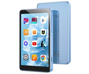 AGPTEK 96Go MP4 Bluetooth WiFi, Android 14 Lecteur Musique Spotify 3G RAM Fluide Écran 4'' HD 1080P, Baladeur MP3 avec Haut-Parleur Radio Contrôle Parental Compatible Audible Spotify Deezer-Bleu