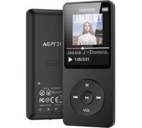 AGPTEK A02 Lecteur MP3 32 Go, 70 heures de lecture sans perte de son, prend en charge jusqu'à 128 Go (noir)