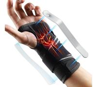 AGPTEK Attelle Poignet, Orthese Poignet Gauche avec 2 Plaques en Aluminium, Idéal pour Syndrome du Canal Carpien, Tendinite, Arthrite & Entorses. Respirant, Confortable pour la Nuit, Gauche, L/XL