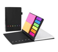 AGPTEK Carnet à Spirale avec Notes Colorées, Bloc Note Carnet de Poche avec Couverture Kraft, Cahier Spirale avec Porte-Stylo (Stylo Non inclus) et Notes Autocollantes pour Étude et Bureau-Noir