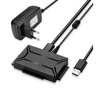 AGPtek Convertisseur USB 3.0 vers IDE/SATA Adaptateur de disque dur avec interrupteur de courant pour disques durs SATA/IDE/SSD 2,5"/3,5", supporte 4 To, comprend un adaptateur secteur de 12 V et un