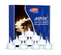 AGPTEK DE1XS Lot de 100 LED Plies CR2032 Vacillant Bougie Chauffe-Plat Blanche Flamme Décoration Noël Mariage Halloween, Plastique, 0.5 W, Blanc Froid