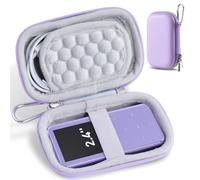 AGPTEK Etui Rigide MP3/Ecouteurs/Clés, Violet, 13.2x7x3.8CM | Double Filet et Double Zip, Compatible M3/A19/A02, Ecran 2,4 Pouces, Housse Anti-Choc