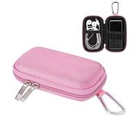 AGPTEK Etui Rigide Nylon pour Ranger et Protéger Mp3/ Ecouteur/Clé avec Double Filet et Double Zip pour Lecteur MP3 A02, M16S, S12 etc.(Compatible avec MP3 de Ecran 1.8 Pouces)-Rose