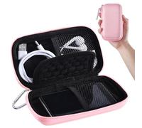 AGPTEK Etui Rigide pour Ranger et Protéger MP3/iPod Nano iPod Shuffle-Rose | Pochette MP3 avec Mousqueton(14.6X8.4X3.8CM) pour Ecouteur ble USB, Double Filet et Double Zip pour Lecteur de 4''