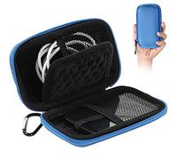 AGPTEK Etui Rigide pour Ranger Protéger MP3 Double Filet, Double Zip-Bleu | Pochette MP3 avec Mousqueton pour MP3 de 4'' U6/M3/iPod Nano iPod Shuffle/Ecouteur ble USB(14.6X8.4X3.8CM)-Bleu