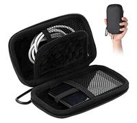 AGPTEK Etui Rigide pour Ranger Protéger MP3 Double Filet, Double Zip-Noir | Pochette MP3 avec Mousqueton pour MP3 de 4'' U6/M3/iPod Nano iPod Shuffle/Ecouteur ble USB(14.6X8.4X3.8CM)-Noir