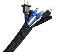 AGPTEK Gaine de Câble 3 Mètre 10-20 mm, Manchon de Câble Souple Ajustable Tissée Flexible pour Bureau - TV - Ordinateur PC, 3 Mètre/9.84ft-Noir