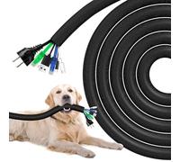 AGPTEK Gaines de Câbles 3 Mètres-19mm, Protecteur de Cordon pour Chien et Chat, Textile Flexible Protection de Câble, Goulotte de Câble à Fermeture Automatique pour Bureau, TV, Ordinateur, PC - Noir