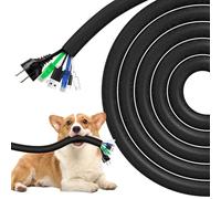 AGPTEK Gaines de Câbles 6 Mètres-13mm, Protecteur de Cordon pour Chien et Chat, Textile Flexible Protection de Câble, Goulotte de Câble à Fermeture Automatique pour Bureau, TV, Ordinateur, PC - Noir