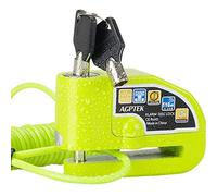 AGPTEK Kit d'Alarme Moto Antivol, 110dB Bloque Disque+1.5m Câble Sécurité à Ressort +2 Clés et Sac de Bloc, Cadenas Moto Serrure avec Alarme pour Vélo/Trottinette, Vert