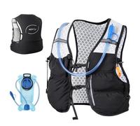 AGPTEK Laufweste für Damen & Herren, Verstellbare Brustgurte Laufweste, Leicht Trinkweste mit 2L Trinkflasche, flektierend Trinkweste Laufen für Jogging, Trailrunning, Fahrrad, Marathon, Schwarz, L