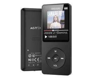 AGPTEK Lecteur MP3 Bluetooth 5.3, 32Go Lecteur MP3 Enfant avec Haut-Parleur, 70 Heures de Lecture, Baladeur MP3 Numérique, Lecteur Musical sans Perte HiFi avec Radio FM, Carte SD jusqu'à 128 Go, Noir