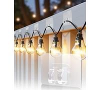 AGPTEK Lot de 100 Crochets pour Guirlandes Lumineuses Extérieures, Crochets Lourds Auto-adhésifs, Clips Transparents, Idéals pour Décoration de Noël, Terrasse, Jardin, Balcon - Double Crochet