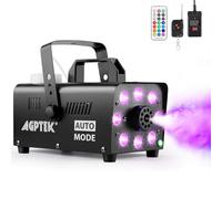 AGPTEK Machine à fumée télécommande avec 13 lumières LED colorées, puissance de 2000CFM avec 2 télécommandes sans fil, parfait pour mariage, Halloween et spectacles