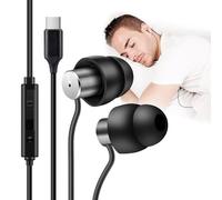 AGPTEK Mini écouteurs intra-auriculaires en silicone souple, prise USB-C, confortables avec microphone et contrôle du volume pour le sommeil, noir