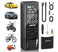 AGPTEK Mini Pompe à Voiture, Mini Compresseur à Air portatif, 7500mAh 12V DC, Portable Gonfleur Electrique pneus Voiture sans fil, 150PSI & 5 modes, LED et Arrêt auto pour les vélos, motos, balles
