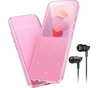 AGPTEK MP3 32Go Bluetooth 5.3, 2,4" Écran Coloré Lecteur Musique Portable avec Haut-Parleur Son HiFi avec Radio FM, Enregistreur Line-in, Baladeur MP3 Sport Support Carte 128Go, Rose