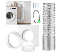 AGPTEK Tuyau d'Evacuation avec 10CM Connecteur de Capuchon d'Echappement, 2,4M Tuyau d'Aération Flexible en PVC Aluminium pour Hotte Sèche-linge, Tuyau Evacuation Climatiseur Mobile