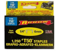 Agrafe T50 6mm 1/4'' boîte de 1250 agrafes - ARROW - 504
