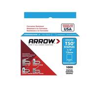 Agrafes Arrow T50 Acier Inoxydable 508SS 12Mm (1/2Po) (Boîte 1000) ARRT5012SS