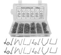 Agrafes Chaudes 6 Types 1200 Pcs Baguettes de Soudage Agrafes Chaudes de Vague Agrafeuses à Chaud Soudure Agrafe Plastique pour Réparation de Pare-Chocs de Voiture, Soudage de Carrosserie-0.6/0.8mm