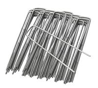 Agrafes pour Gazon Artificiel, 25 piquets de Camping durs, Clous de Jardin, ancrage au Sol avec rondelles. Métal galvanisé à Chaud. Diamètre 3mm. Mesure 15x3x15cm. Flonatur.