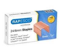 Agrafes - RAPESCO - Cuivrées 24-6mm - Galvanisées - Pack de 1000 unités