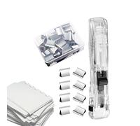 Agrafeuse à clip pour classeur - Capacité de 40 feuilles - Avec 50 recharges en acier inoxydable - Réutilisable - Pour enseignant, étudiant, bureau, école, maison