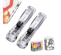 Agrafeuse à pince - Distributeur de trombones ergonomique robuste | Agrafeuse manuelle avec 100 clips réutilisables et bouton poussoir portable