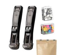 Agrafeuse à pince - Distributeur de trombones ergonomique robuste | Agrafeuse manuelle avec 100 clips réutilisables et bouton poussoir portable