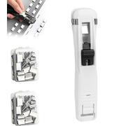 Agrafeuse à pince portable, distributeur de pinces à papier portable avec 100 clips réutilisables, outil de serrage antidérapant pour mini agrafeuse de bureau, coupe-papier rapide (White)
