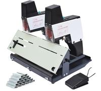 Agrafeuse automatique à double tête avec pédale, 9 vitesses réglables pour une reliure plate et verticale efficace, idéale pour le bureau et l'école