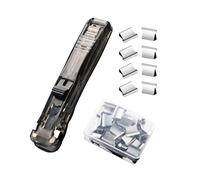 Agrafeuse avec clip pour dossiers de 25 g, fermeture de fichier à pression avec capacité de 40 feuilles et 50 recharges en acier inoxydable, agrafeuse portable réutilisable de bureau pour enseignants