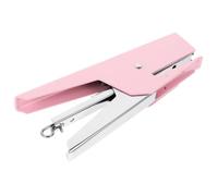 Agrafeuse de Bureau à Main en Métal Rose, Support Stable | Usage Maison et Bureau, Mécanisme Robuste, Grosse Capacité, Pieds Antidérapants, Format Compact