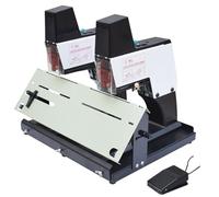 Agrafeuse électrique, agrafeuse à Cheval Automatique, agrafeuse Robuste avec pédale et agrafes, agrafeuse à Reliure équipée d'un Bouton de Pression de Reliure de 1 à 9 Niveaux, Profondeur Double