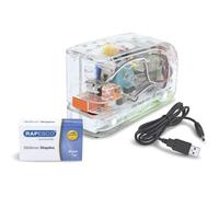 Rapesco 1450 626EL Agrafeuse Automatique à USB/Batterie avec 1000 Agrafes 26/6mm, Capacité de 15 Feuilles, Transparent