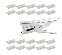 Agrafeuse Ergonomique Métal Gris Pour Bureau et Maison - Livrée Avec 1000 Agrafes Standard 24/6 ou 26/6 Incluses - Capacité 20 Feuilles, Dégrafeur Fournitures de Bureau Professionnel Utilisation Fréq