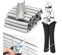 Agrafeuse Grillage avec 600 Pinces M, Pince à Anneaux Porc Pince pour Grillage pour Réparer Ou Assembler Cages d'Animaux, Emballages Alimentaires, Saucisses, Clôtures, des Grillages, Matelas