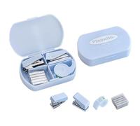 Agrafeuse Mini Agrapheuse avec 500 Agrafes No.10, Perforateur à Papier Cercle, Dévidoir Tape Ruban Adhésif pour Étiquettes Bricolage Fournitures Scolaires de Bureau à Domicile (Bleu)