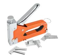 Agrafeuse Murale - 3 en 1 Agrafeuse Bois Multifonctionnelle Agrafeuse Tapissier Bois Cloueuse avec 600 Agrafes Agrafeuse Robuste pour Tapisserie Matériel de Fixation Décoration（Orange）