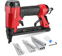 WORKPRO Agrafeuse Pneumatique avec 1884 Agrafes, Cloueuse Pneumatique Utilisée les Agrafes de Type 71/6-16 mm, Idéal pour Bricolage, Décoration, Murale, Tapisserie, Bois