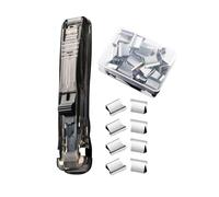 Agrafeuse portable à clip | Capacité de 40 feuilles | Avec 50 recharges en acier inoxydable réutilisable pour enseignant, étudiant, bureau, école, maison, livre d'artisanat